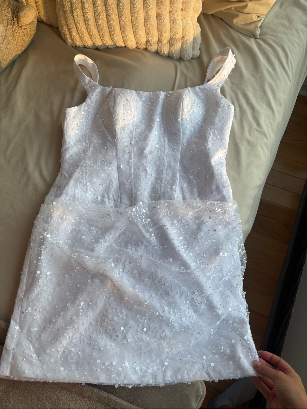 White Sequin Girls' Party Dress